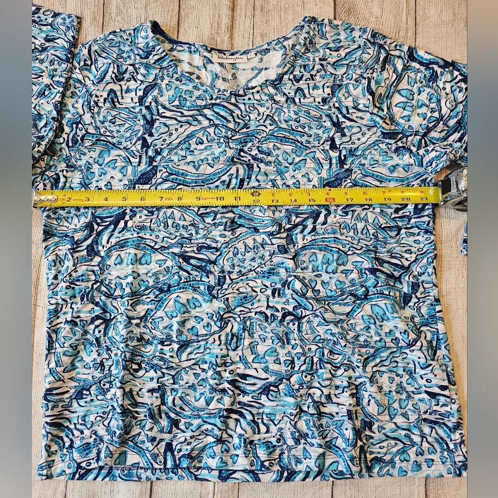 Patchington Top Size Large Resortwear Blue Hearts Art To Wear Wearable Art - Picture 10 of 10